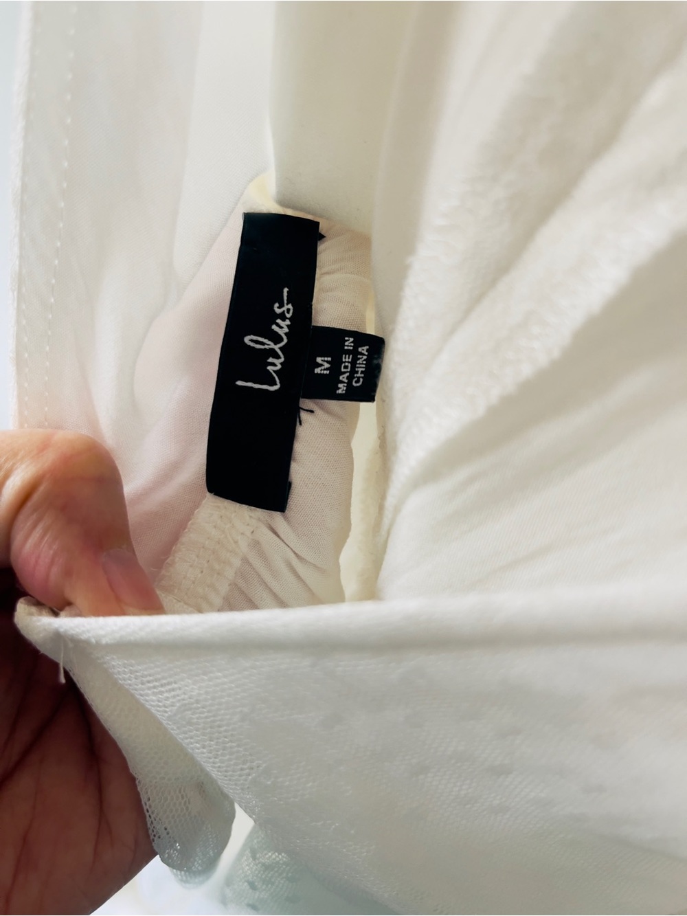 EUC Lulu’s Made to be Magical White Dotted Tie-Back Tiered Midi Dress Medium - Picture 8 of 13